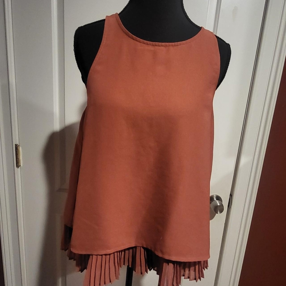 Abercrombie & Fitch Terracotta Tank Top with Pleated Hem